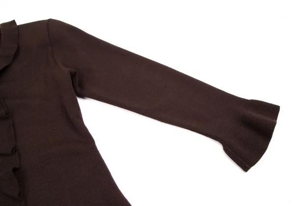 フェンディFENDI フリルニットカーディガンセットアップ 焦げ茶44 K-113288_006