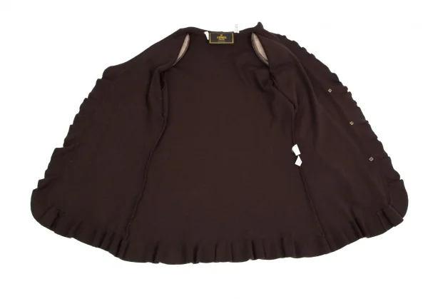 フェンディFENDI フリルニットカーディガンセットアップ 焦げ茶44 K-113288_009