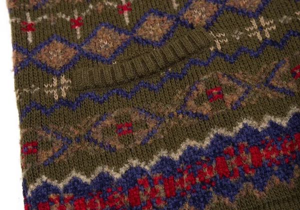 フェンディFENDI ショールカラーフェアアイルニットジャケット カーキ他40 K-113289_010