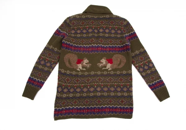 フェンディFENDI ショールカラーフェアアイルニットジャケットセットアップ カーキ他40 K-113291_011