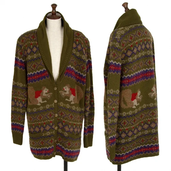 フェンディFENDI ショールカラーフェアアイルニットジャケットセットアップ カーキ他40 K-113291_002