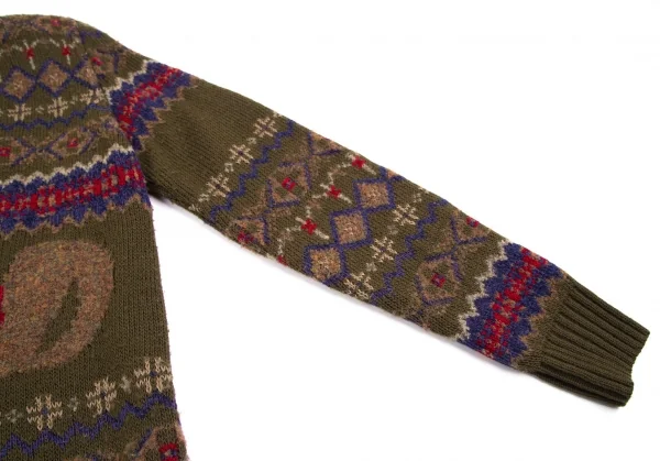 フェンディFENDI ショールカラーフェアアイルニットジャケットセットアップ カーキ他40 K-113291_006