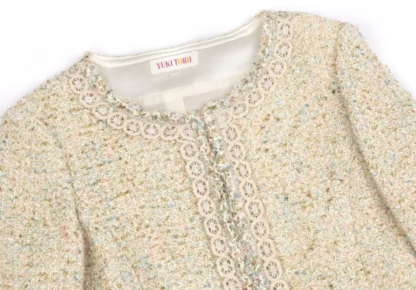ユキ トリイ YUKI TORII レーステーピングラメツイードジャケット オフ38 K-113292_003