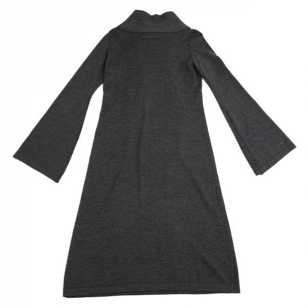 ジャンポールゴルチエ マイユファムJean Paul GAULTIER MAILLE FEMME 顔付きフォックスマフラーデザインニットワンピース グレーL K-113297_011