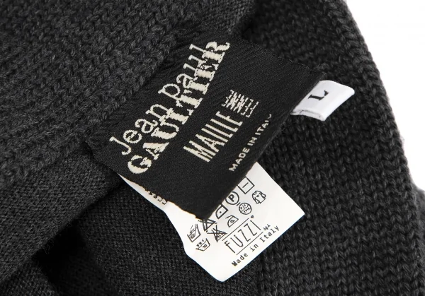 ジャンポールゴルチエ マイユファムJean Paul GAULTIER MAILLE FEMME 顔付きフォックスマフラーデザインニットワンピース グレーL K-113297_016