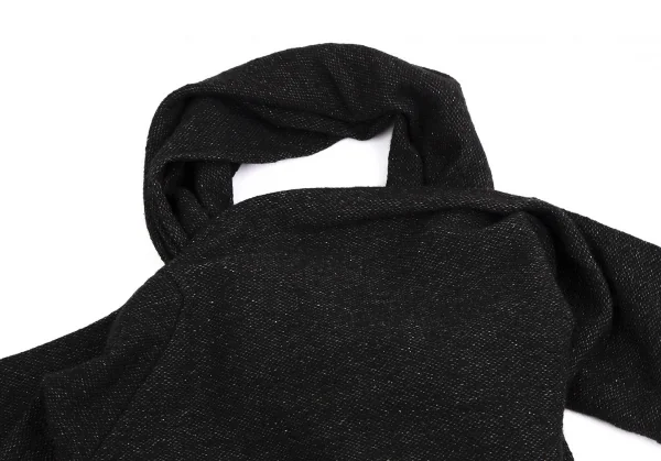 ヨウジヤマモト ノアールYohji Yamamoto NOIR ウールシルクフリンジマフラージャケット 黒2 K-113299_010