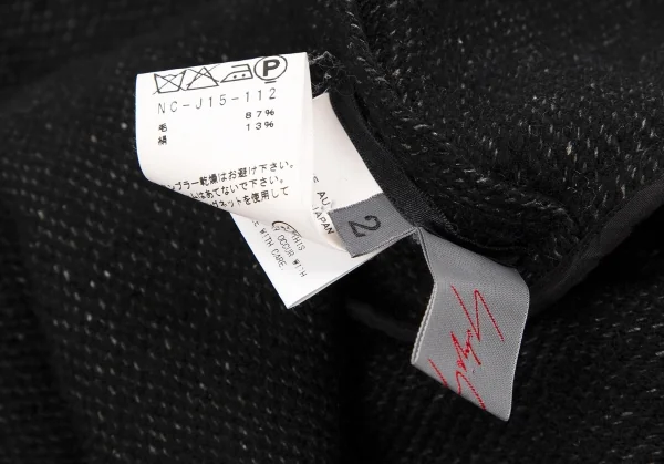 ヨウジヤマモト ノアールYohji Yamamoto NOIR ウールシルクフリンジマフラージャケット 黒2 K-113299_014