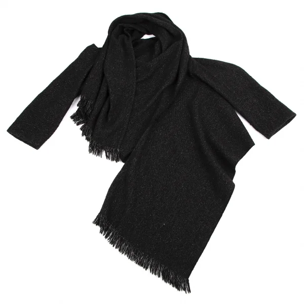 ヨウジヤマモト ノアールYohji Yamamoto NOIR ウールシルクフリンジマフラージャケット 黒2 K-113299_002