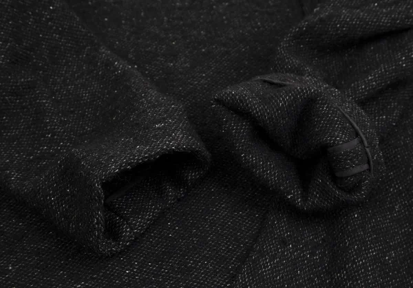 ヨウジヤマモト ノアールYohji Yamamoto NOIR ウールシルクフリンジマフラージャケット 黒2 K-113299_008