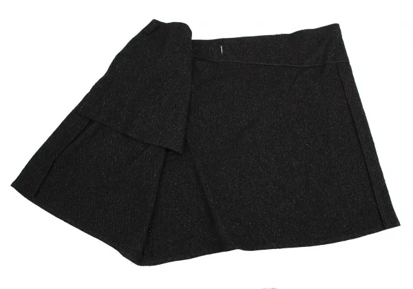 ヨウジヤマモト ノアールYohji Yamamoto NOIR ウールシルクハーフラップスカート 黒1 K-113300_012