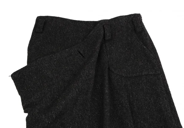 ヨウジヤマモト ノアールYohji Yamamoto NOIR ウールシルクハーフラップスカート 黒1 K-113300_003
