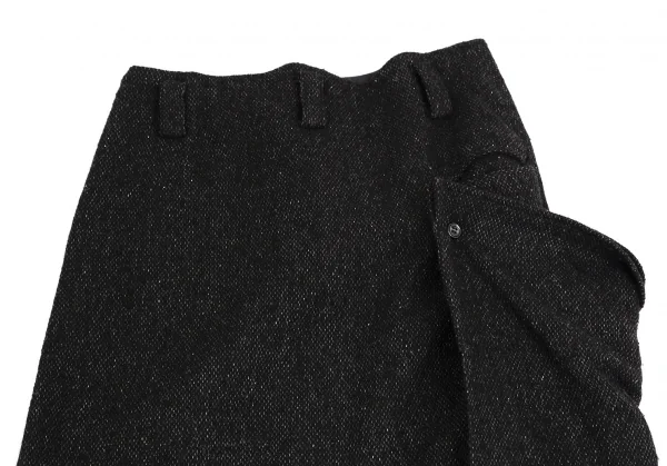 ヨウジヤマモト ノアールYohji Yamamoto NOIR ウールシルクハーフラップスカート 黒1 K-113300_009