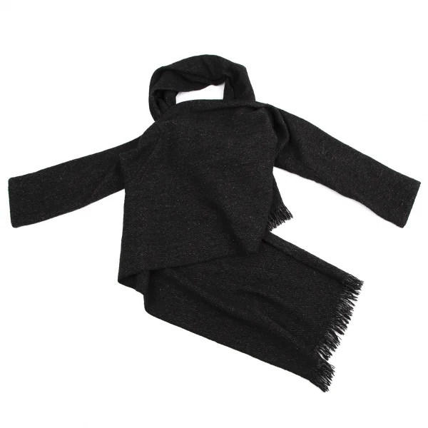 ヨウジヤマモト ノアールYohji Yamamoto NOIR ウールシルクフリンジ巻きデザインセットアップ 黒2・1 K-113301_010