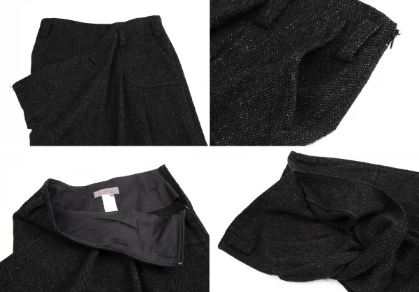 ヨウジヤマモト ノアールYohji Yamamoto NOIR ウールシルクフリンジ巻きデザインセットアップ 黒2・1 K-113301_015