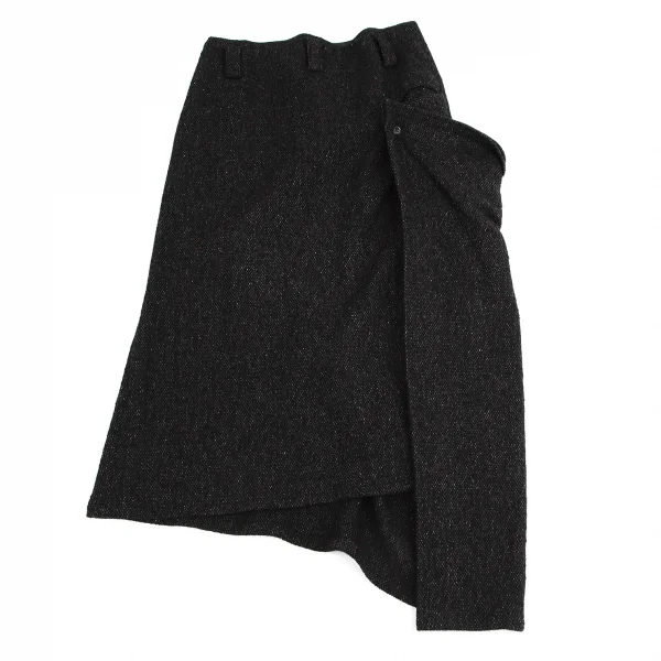 ヨウジヤマモト ノアールYohji Yamamoto NOIR ウールシルクフリンジ巻きデザインセットアップ 黒2・1 K-113301_017