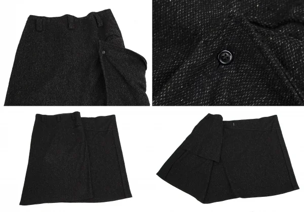 ヨウジヤマモト ノアールYohji Yamamoto NOIR ウールシルクフリンジ巻きデザインセットアップ 黒2・1 K-113301_018