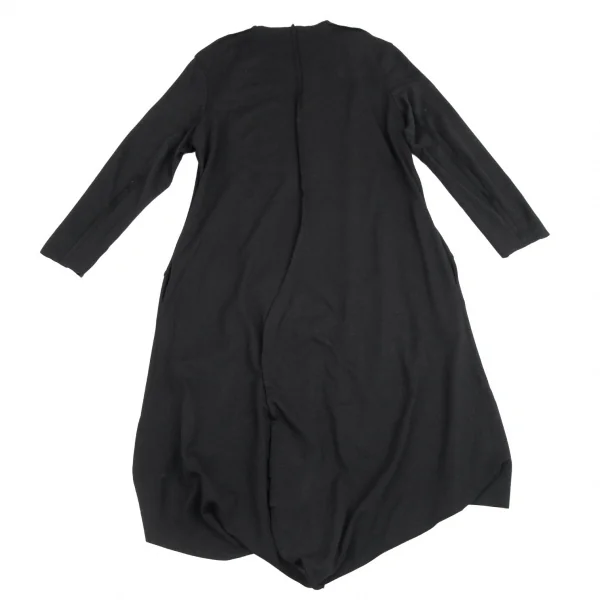 センソユニコSENSOUNICO 芽風 ストレッチジャージーアウトシームボタンレスロングカーディガン 黒38 K-113319_012