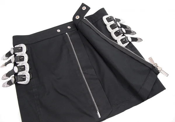 ディースクエアードDSQUARED2 バックルディテールフルジップタイトスカート 黒40 K-113320_006