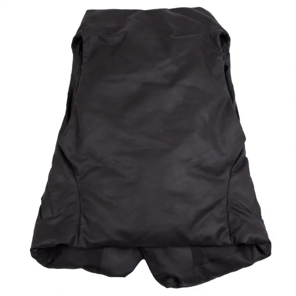 イッセイミヤケISSEY MIYAKE シンセティックレザーフロントドレープダウンベスト 黒2 K-113328_013