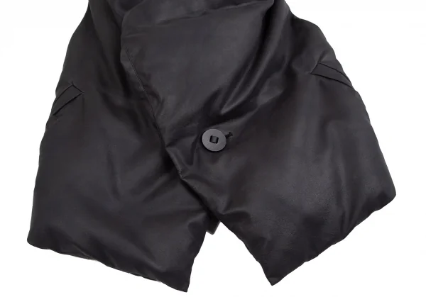 イッセイミヤケISSEY MIYAKE シンセティックレザーフロントドレープダウンベスト 黒2 K-113328_006