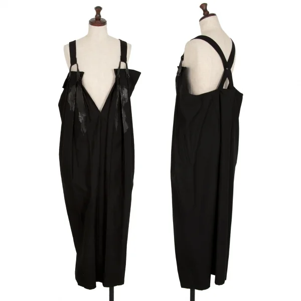 ヨウジヤマモト ファムYohji Yamamoto FEMME ペイントプリーツサスペンダーワンピース 黒1 K-113331_001