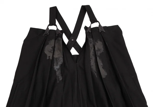 ヨウジヤマモト ファムYohji Yamamoto FEMME ペイントプリーツサスペンダーワンピース 黒1 K-113331_003
