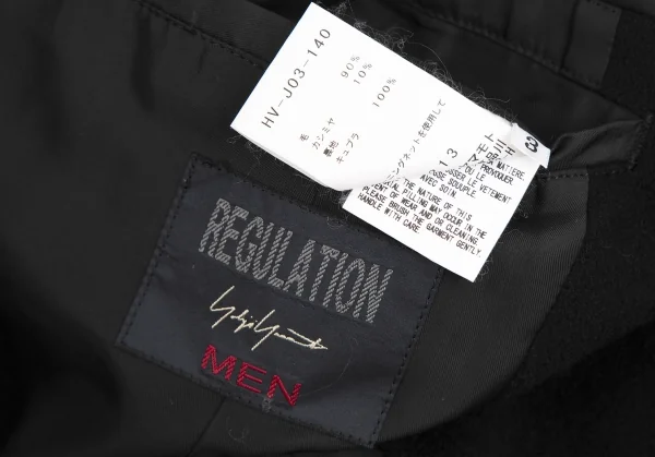 レギュレーション ヨウジヤマモトメンREGULATION Yohji Yamamoto MEN ウールカシミヤビーバードクタージャケット 黒3 K-113337_018
