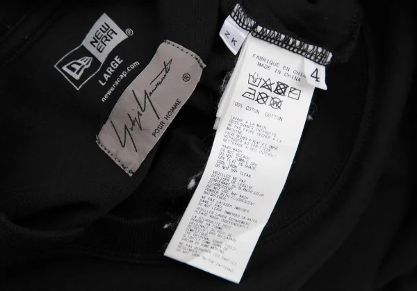 ヨウジヤマモト プールオム×ニューエラYohji Yamamoto POUR HOMME×NEWERA バックドローイングプリント反転ロゴ刺繍Tシャツ 黒4 K-113340_015