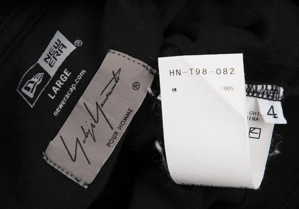 ヨウジヤマモト プールオム×ニューエラYohji Yamamoto POUR HOMME×NEWERA バックドローイングプリント反転ロゴ刺繍Tシャツ 黒4 K-113340_016