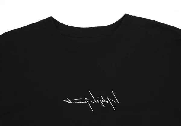 ヨウジヤマモト プールオム×ニューエラYohji Yamamoto POUR HOMME×NEWERA バックドローイングプリント反転ロゴ刺繍Tシャツ 黒4 K-113340_006