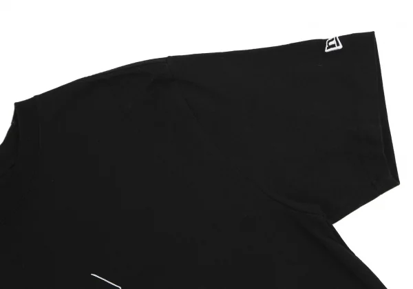 ヨウジヤマモト プールオム×ニューエラYohji Yamamoto POUR HOMME×NEWERA バックドローイングプリント反転ロゴ刺繍Tシャツ 黒4 K-113340_009