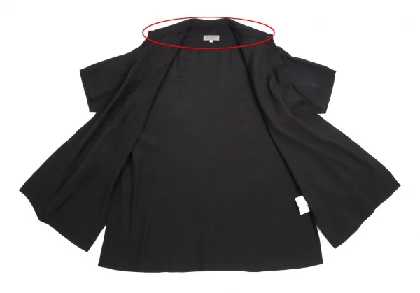 ヨウジヤマモト プールオムYohji Yamamoto POUR HOMME レーヨンシルクフロントレイヤード半袖シャツ 黒3 K-113342_011