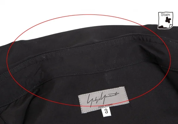ヨウジヤマモト プールオムYohji Yamamoto POUR HOMME レーヨンシルクフロントレイヤード半袖シャツ 黒3 K-113342_012
