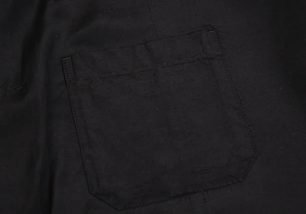 ヨウジヤマモト プールオムYohji Yamamoto POUR HOMME レーヨンシルクフロントレイヤード半袖シャツ 黒3 K-113342_005
