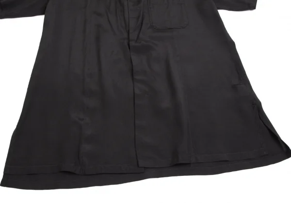 ヨウジヤマモト プールオムYohji Yamamoto POUR HOMME レーヨンシルクフロントレイヤード半袖シャツ 黒3 K-113342_006