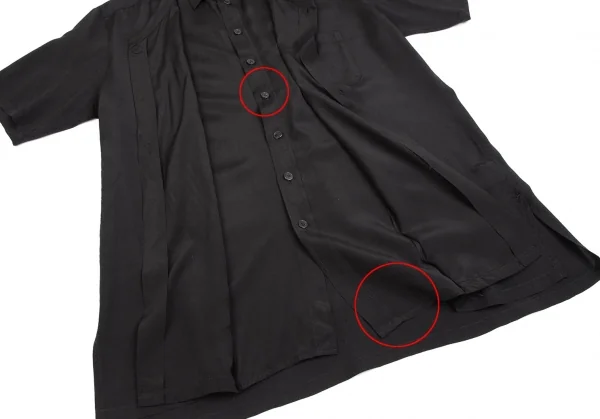ヨウジヤマモト プールオムYohji Yamamoto POUR HOMME レーヨンシルクフロントレイヤード半袖シャツ 黒3 K-113342_008