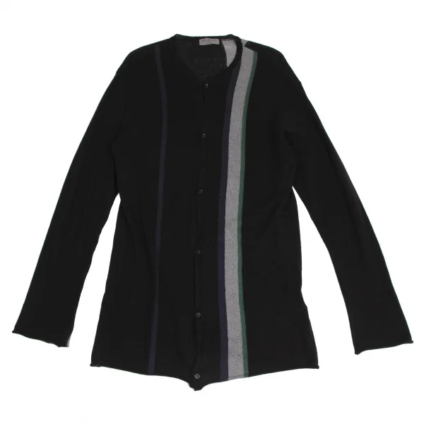 ヨウジヤマモト プールオムYohji Yamamoto POUR HOMME コットンカシミヤラインニットカーディガン 黒3 K-113345_001