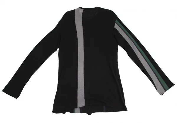 ヨウジヤマモト プールオムYohji Yamamoto POUR HOMME コットンカシミヤラインニットカーディガン 黒3 K-113345_010