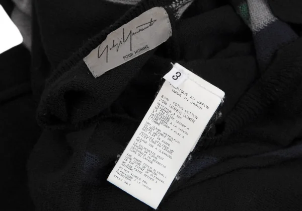 ヨウジヤマモト プールオムYohji Yamamoto POUR HOMME コットンカシミヤラインニットカーディガン 黒3 K-113345_014