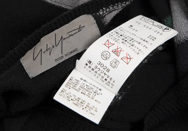 ヨウジヤマモト プールオムYohji Yamamoto POUR HOMME コットンカシミヤラインニットカーディガン 黒3 K-113345_015