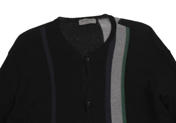 ヨウジヤマモト プールオムYohji Yamamoto POUR HOMME コットンカシミヤラインニットカーディガン 黒3 K-113345_002