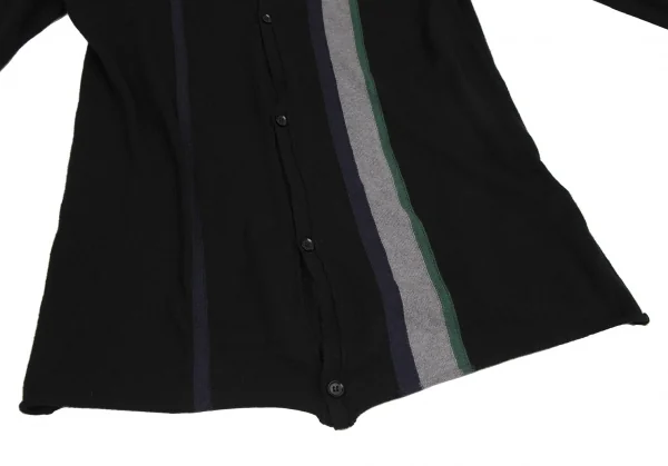 ヨウジヤマモト プールオムYohji Yamamoto POUR HOMME コットンカシミヤラインニットカーディガン 黒3 K-113345_007