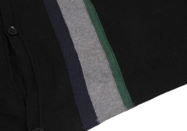 ヨウジヤマモト プールオムYohji Yamamoto POUR HOMME コットンカシミヤラインニットカーディガン 黒3 K-113345_008