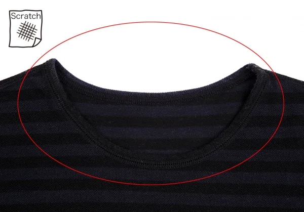 マドモアゼルノンノンMademoiselle NON NON ロゴ刺繍鹿の子ボーダー半袖カットソー 青黒38(M) K-113357_003