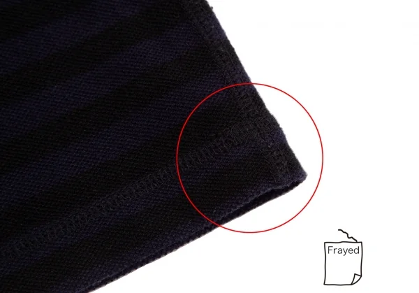 マドモアゼルノンノンMademoiselle NON NON ロゴ刺繍鹿の子ボーダー半袖カットソー 青黒38(M) K-113357_007