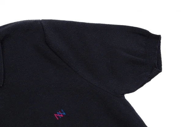 マドモアゼルノンノンMademoiselle NON NON コットンポケットデザインニットポロシャツ 紺38(M) K-113358_010