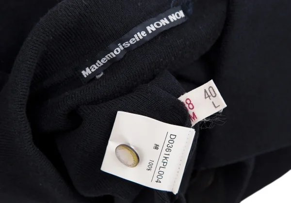 マドモアゼルノンノンMademoiselle NON NON コットンポケットデザインニットポロシャツ 紺38(M) K-113358_017