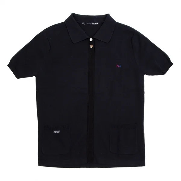 マドモアゼルノンノンMademoiselle NON NON コットンポケットデザインニットポロシャツ 紺38(M) K-113358_002