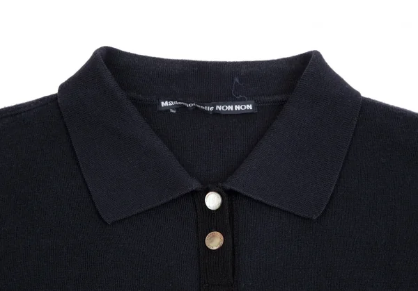 マドモアゼルノンノンMademoiselle NON NON コットンポケットデザインニットポロシャツ 紺38(M) K-113358_005