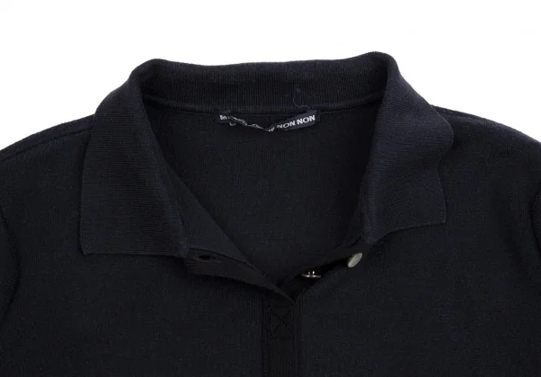 マドモアゼルノンノンMademoiselle NON NON コットンポケットデザインニットポロシャツ 紺38(M) K-113358_007